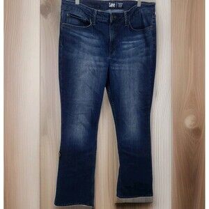 LEE Jeans Womens 16 Blue Denim Bootcut Regular Fit Mid Rise Dark Wash